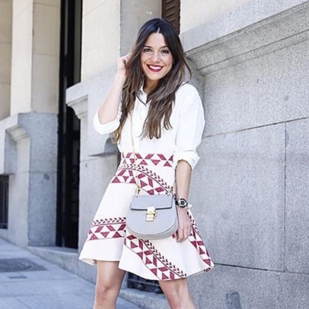 Maje Skirt Jacky Geometric Jacquard 38 Red Cream Womens A-Line Mini Boho Chic